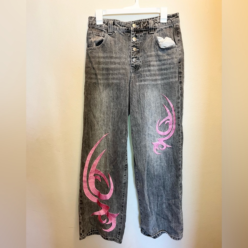 deLiA*s Grey Jeans With Pink Designs